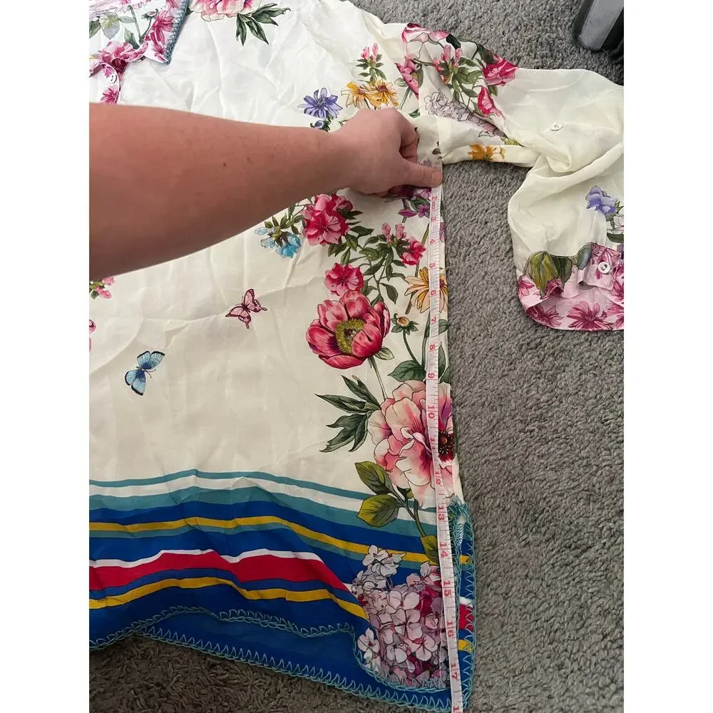 JOHNNY WAS Wilton Silk Button Down Blouse - Picture 9 of 10